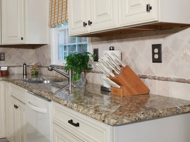Leathered black granite countertop texture in modern kitchen